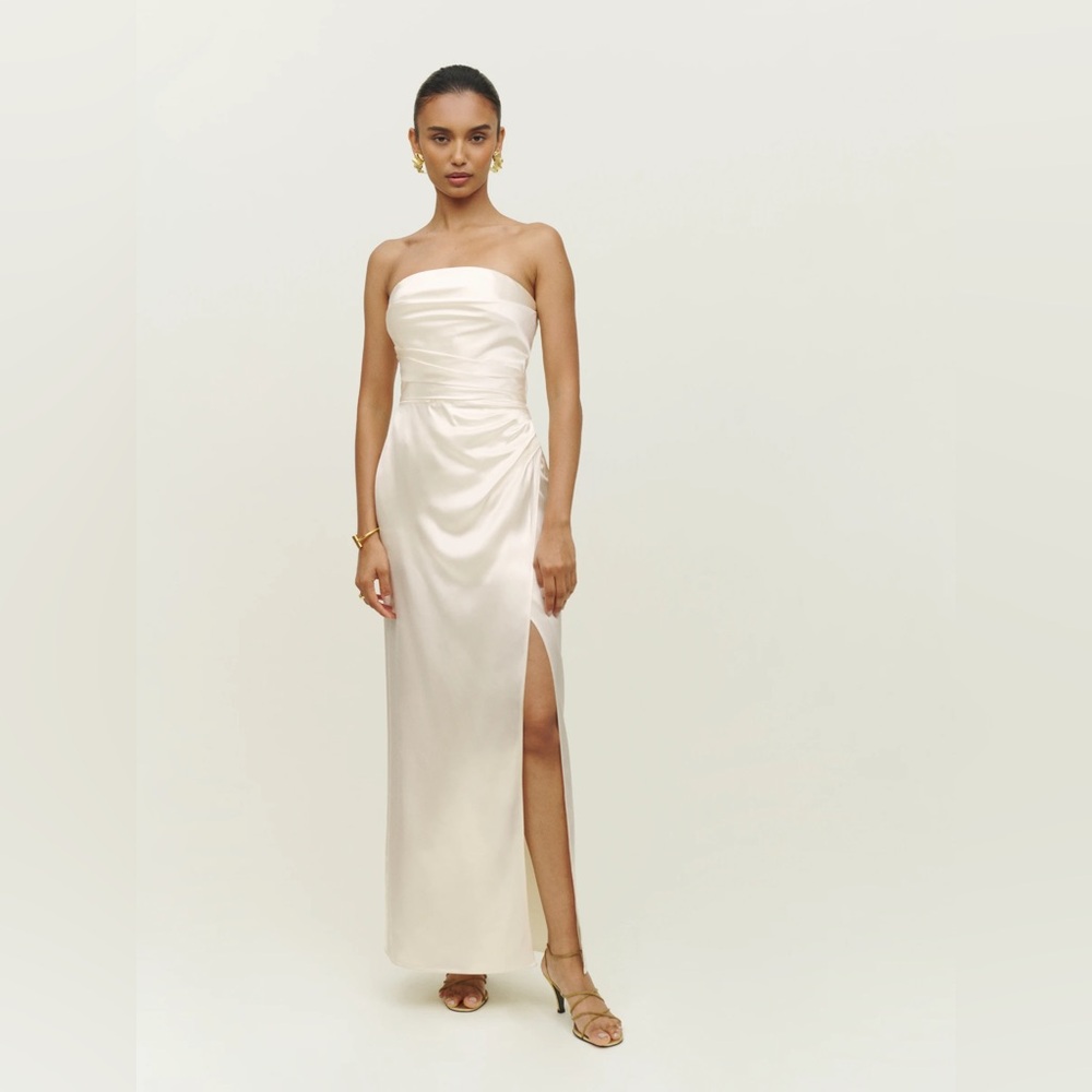 NWT Reformation Barrow Silk Dress in Ivory